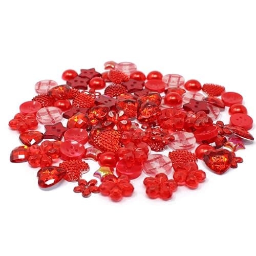 Lot de 100 boutons plats en acrylique et résine Rouge