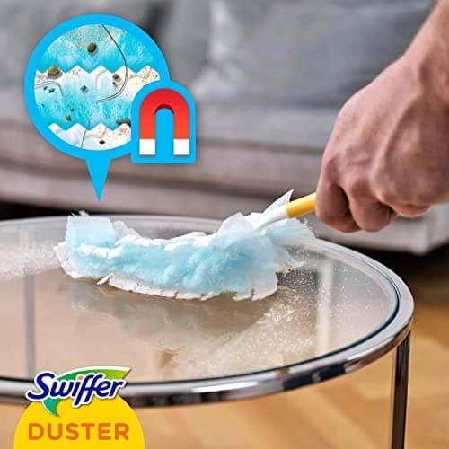 Swiffer Duster Kit, 1 Plumeau + 15 Recharges, Plumeau Poussière, Attrape Et Retient Jusqu’À 3 Fois Plus De Cheveux Et Poussière Qu’Un Plumeau Ordinaire