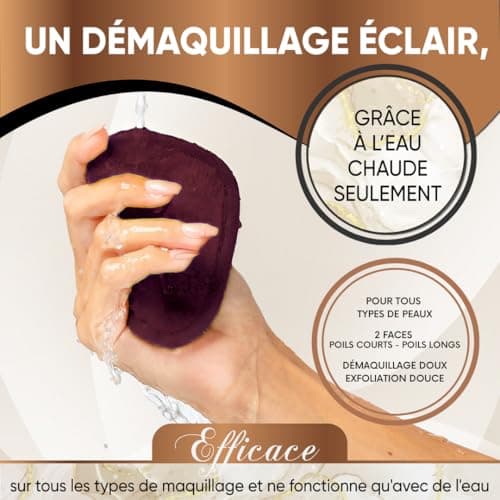 Belleaura - Lingettes Démaquillantes Lavables Réutilisables - 7 Pads Couleur Nude + Sac à Linge Offert - Nettoyage Exfoliant Visage Sans Produit, Démaquillage à l'Eau