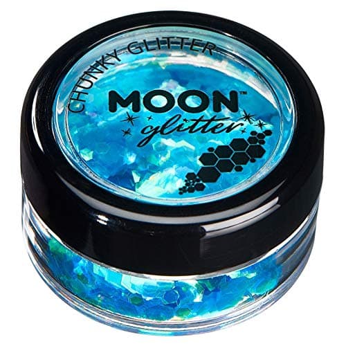 Paillettes rondes irisées par Moon Glitter (Paillette Lune) – 100% de paillettes cosmétique pour le visage, le corps, les ongles, les cheveux et les lèvres - 3g - Bleu