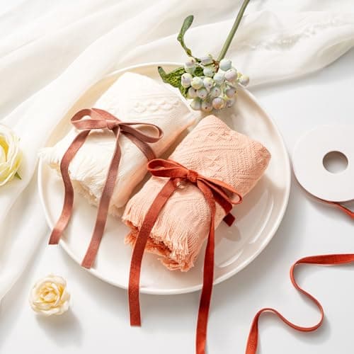 MORSUNBELA Ruban Velours, 3 volumes Ruban Satin, 10 mm x 4,5 m Ruban Cadeau, Ruban en Velours pour Mariage, Baptême et Anniversaire