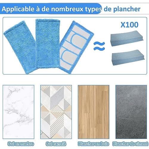 GFRED Lot de 3 Lingettes Reutilisable Remplacement Compatible Avec Swiffer Sweeper Utilisation Humide et Sèche Tampons Vadrouille en Microfibre Convient à de Nombreux Types de Revêtements de Sol