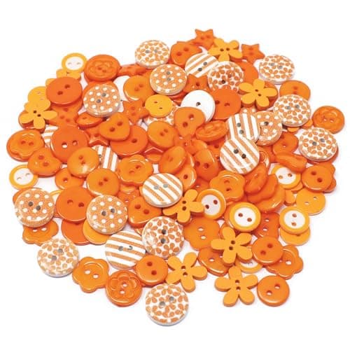 Lot de 150 boutons oranges en bois, acrylique et résine pour confection de cartes