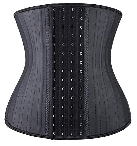 YIANNA Gaine Amincissante Ventre Plat Femme 4 Crochets Latex Corset Minceur Waist Trainer Serre Taille Invisible Noir 25 Acier Squelette,11787 Size XS