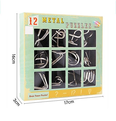 Gracelaza Casse-tête en Métal Set 12 Pièces - Jouet de Puzzle en Métal - Jouets d'intelligence éducative - Jouets pour des Enfants et des Adolescents