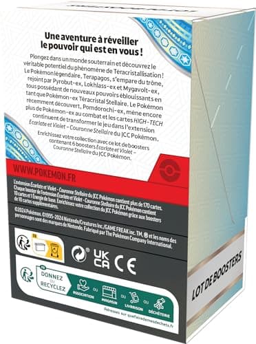 JCC Pokémon : Lot de boosters Écarlate et Violet – Couronne Stellaire (6 boosters)