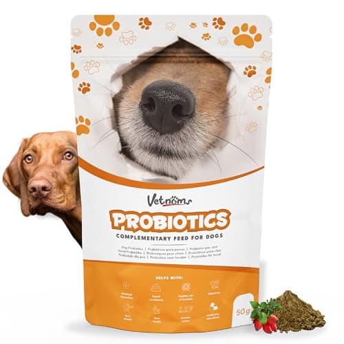 Vetnoms Probiotique Chien en Poudre - Complement Alimentaire Chien avec Levure de Bière Chien pour Un Usage Régulier. Soulage la Diarrhée chez Le Chien, la Dermatite chez Le Chien.