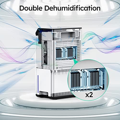 Kitette Déshumidificateur d'air, double semi-conducteur, déshumidificateur électrique, réservoir d'eau de 2 l et tuyau d'évacuation de 1,5 m, dégivrage automatique, contrôle intelligent de l'humidité