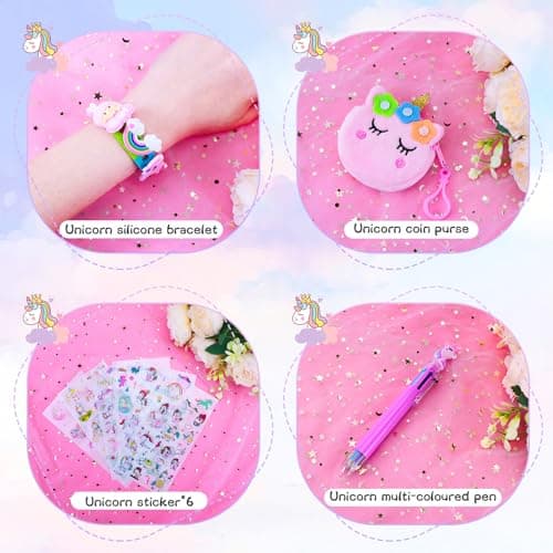 PESLNG Agenda secret pour filles avec cadenas, carnet de voyage en peluche, carnet privé avec stylo multicolore, bracelet, porte-monnaie mignon et 6 autocollants - Cadeau pour filles avec licornes
