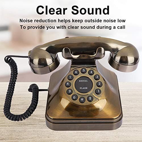 Sorandy Téléphone Antique - Téléphone Fixe Filaire Téléphone de Bureau Téléphone Vintage Rétro Telephone Filaire Grosses Touches pour Maison Bureau Hôtel Salon Décoration - Bronze