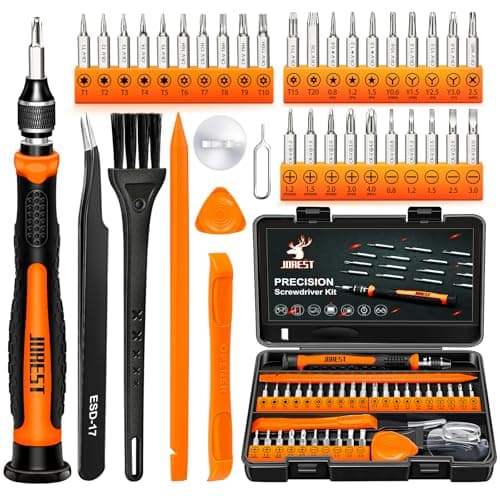 JOREST 38Pcs Kit Tournevis de Précision, Outillage Set avec Torx T1 T2 T3 T4 T5, TR5 T6 T7 T8 T9 T10 T15, Triwing Y00, Etoile P2/5, -1.0/2.0, etc, pour PS4, Xbox, Switch, Macbook, PC, Lunettes, Montre