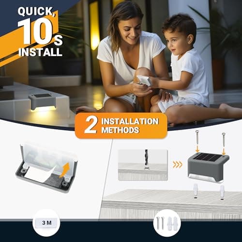 GIGALUMI Lot de 8 Lampes Solaires pour Escaliers Extérieurs, Éclairage Extérieur Solaire,Étanche Lampes Solaires pour Clôture, Escalier, Marches, Cour(Gris,Blanc Chaud)