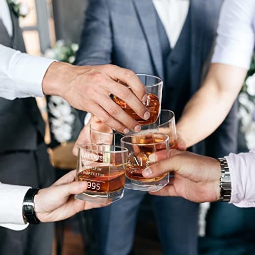 Maverton Set Whisky personnalisable - Ensemble de Carafe en verre de 810 ml et 2/4 / 6 verres de 250 ml pour lui - meilleur copain - Service Whiskey pour papa - Cadeau anniversaire homme - Année