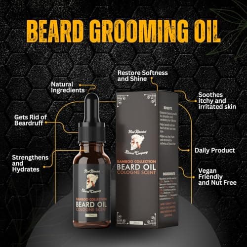 Red-Blooded Huile Barbe Homme parfumée à la Cologne - Aidant votre barbe à avoir un aspect, une sensation et une odeur irrésistibles - Végétalien