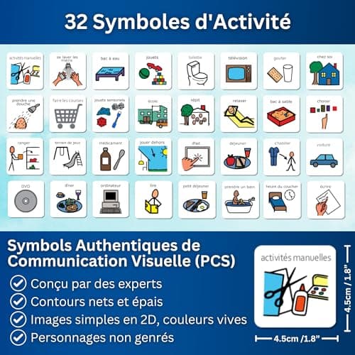 Tableau Routine Enfant Maintenant Suivant – Emploi du Temps/Rituel – 32 Pictogrammes Autisme Materiel – Calendrier de Planning – TSA/TDAH Enfant Outil