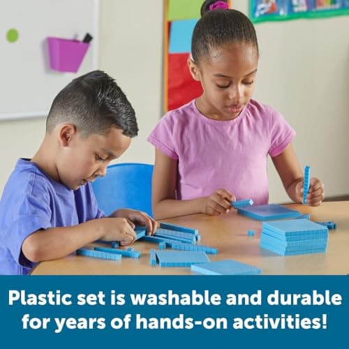 Learning Resources Kit pour la classe de base 10 en plastique rainuré, Bleu