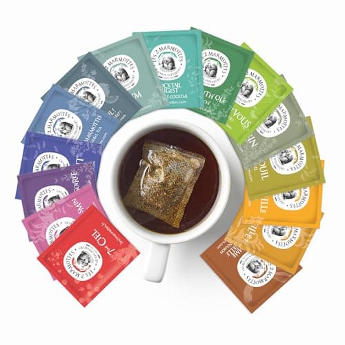 Les 2 Marmottes - Coffret Découverte 75 Sachets - 12 Infusions et 3 Thés - Idéal En Cadeau - Bien-Être Et Relaxation - Made In France - Sans arômes ajoutés - 114g