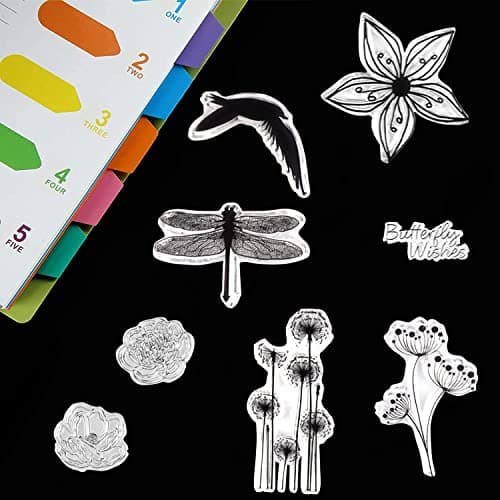 Tampons Scrapbooking Transparent Tampon Clear Oiseaux Fleur Tampon Silicone Transparents Personnalisé Stamp Tampons Scrapbooking Animaux pour Bullet Journal Album Agenda Décoration (4 Pièces)