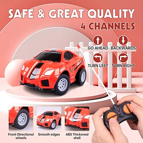 FORMIZON Voiture Telecommandée pour Enfant, Cartoon Voiture Radiocommandee, Mini Voiture télécommandée de Course, Cadeaux d'anniversaire de Noël pour Enfants 2 3 4+ Ans (Rouge)