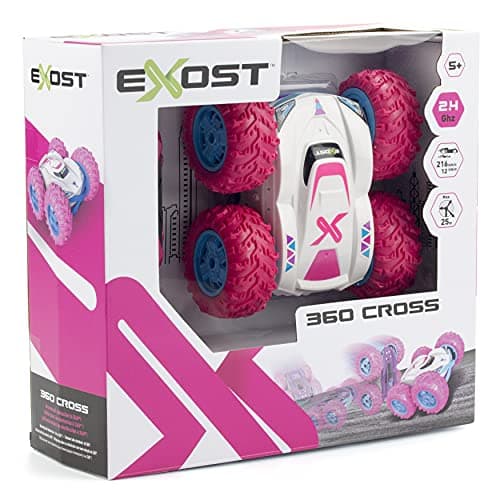 Exost-360 Exost Voiture Télécommandée Tout-Terrain- Cross Emballage Ecologique, Facile à déballer-Conduite sur 2 Faces et Rotation à 360° -Jouet pour Enfant 5,6,7,8,9,10 Ans, 20260, Rose et Blanche