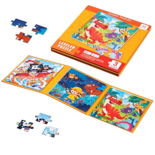 Jouet Puzzle en Magnétique pour Enfant, Montessori Puzzle en Bois de Animaux Dinosaure, Livre de Puzzle Assorti Jouet Éducatifs Apprentissage Cadeau pour Fille Garçon 3 4 5 Ans
