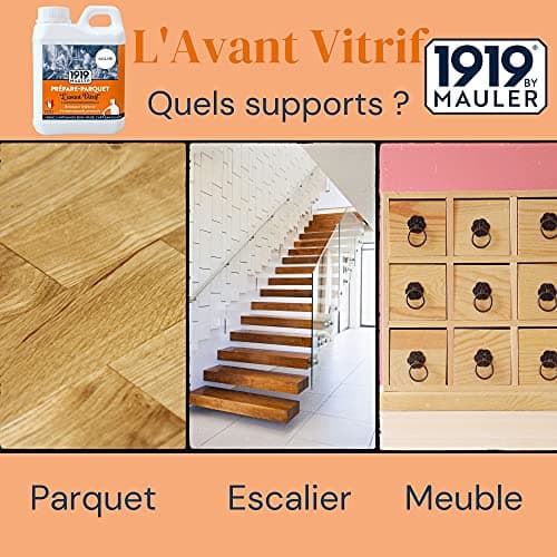 1919 by MAULER - Préparation de Parquet « L'avant Vitrif » - Incolore - Sous-couche Acrylique pour Vitrificateur - Phase Aqueuse - 5L
