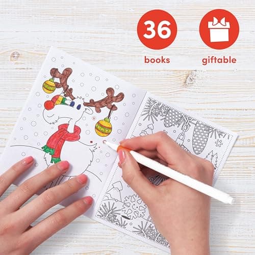 THE TWIDDLERS 36 Mini Livres de Coloriage de Noël, Petits Cahier Coloriage pour Enfants - Activité de Noël, Pochettes Surprise, Calendrier de l'Avent, Anniversaires