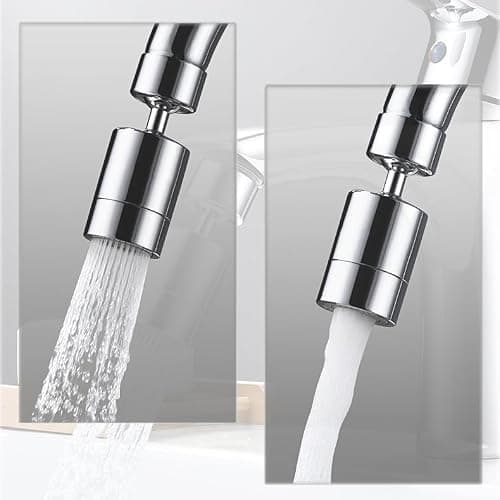 360° Pivotant Aérateur de Robinet, 2 Modes Embout Robinet Cuisine, Mousseur Robinet Economie Eau, Pour Robinet Pour lavabo de Cuisine de Salle de Bain (Argent)