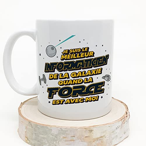 Mugffins Tasses pour INFORMATICIEN - En Français - Cadeau original pour INFORMATICIEN homme - Meilleur de Galaxie Quand Force Avec Moi - 11 oz / 330 ml
