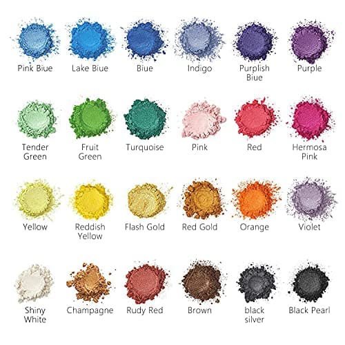 Poudre De Mica - Pigment RéSine éPoxy 24 Couleurs*10g Pigment de Qualité Cosmétique Naturel、Colorant De Savon En Poudre MéTallique, pour Vernis à ongle, Bombe de bain