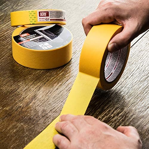 Scley – 3 Rouleaux de Rubans de Masquage - Série 572 - Largeur 48mm, Longueur 33m - Bande adhésive en Crêpe Jaune - Protection pour Travaux de Peinture