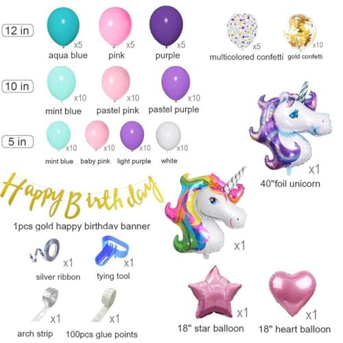 Deluisho Ballon Anniversaire Licorne, Licorne Decoration Anniversaire Fille, Ballon Deco Licorn Anniversaire Fille Ornements de Fête D'anniversaire de Licorne, Bannières D'anniversaire, Guirlandes de