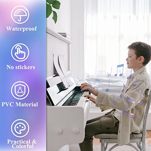 Amovibles pour Clavier de Piano, Autocollants Clavier Piano Pleine Grandeur, 88 Touches en Silicone pas Besoin de Coller Étiquettes Réutilisables, pour Piano pour Enfants Débutants et Adultes
