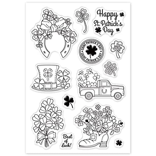 GLOBLELAND Tampon Transparents en Silicone Fleur Trèfle Mot Clear Timbre pour DIY Scrapbooking Album Photo Décorations Fabrication de Cartes