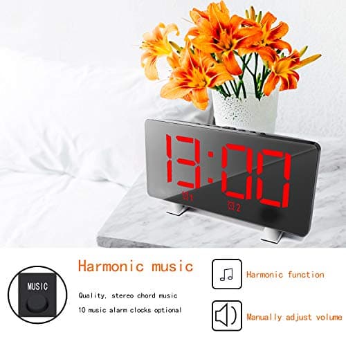 DollaTek Double Réveil Polyphonique LED Grand Écran Horloge Électronique - Mot Rouge