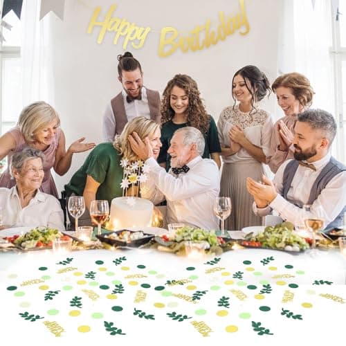 Lot de 301 confettis pour anniversaire - Décoration de table d'anniversaire - Vert - Doré - Happy Birthday - Guirlande - Confettis - Pour anniversaire - Pour homme et femme