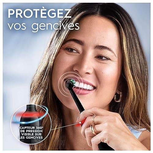 Oral-B Pro 3 3500 Brosse À Dents Électrique, Avec Capteur De Pression Pour Protéger Les Gencives, 3 Modes De Nettoyage, 1 Manche Noir, 1 Étui De Voyage, 1 Brossette Ronde De Rechange
