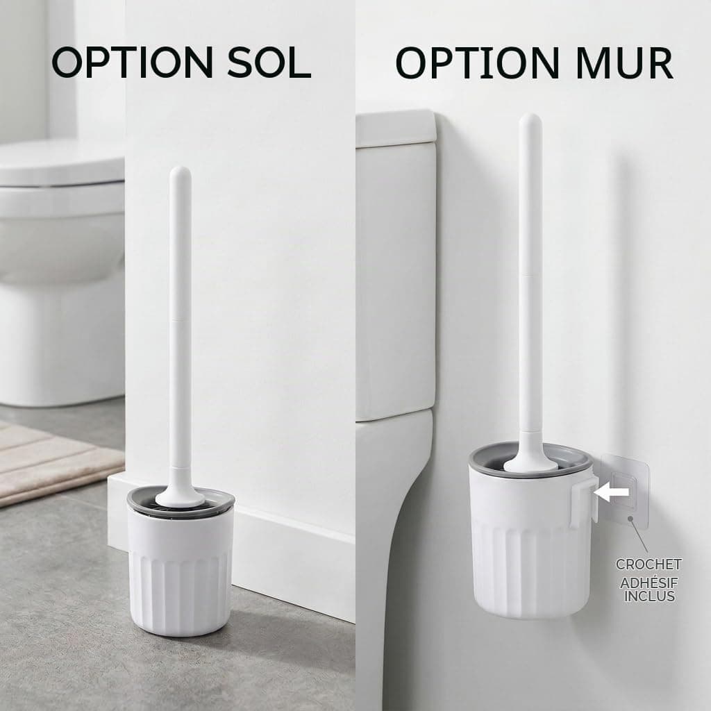 edihome, Brosse WC Silicone, Brosse Toilettes WC avec Support, Brosse Toilette Flexible, Antigoutte et Séchage Rapide, Installation Sol ou Mur