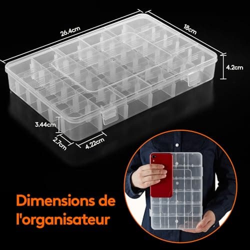 Lifewit Boite Rangement Plastique 2 Pièces, Petite Boite Rangement Perles avec Couvercle, Boite Rangement Compartiment Tiroir avec 36 Diviseurs Ajustables pour Diamond Painting, Lego, Bijoux, Vis