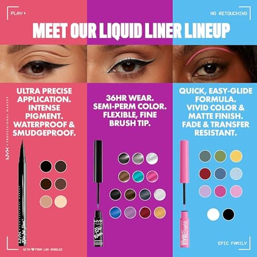 NYX Professional Makeup Eyeliner Feutre Epic Ink Liner, Waterproof, Formule Vegan, Teinte : Black (01)