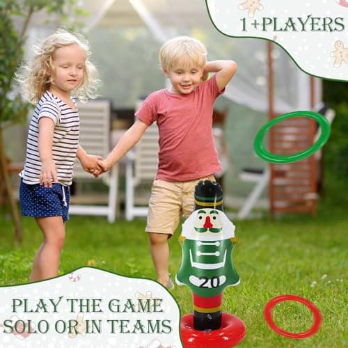 Jeu de Lancer Gonflable, Jeu de Lancer d'anneaux de Noël, avec 2 Anneaux de Lancer pour Vitesse et Agilité Jeux de Pratique, Jeux de Noël Fêtes, Carnaval, Jardin, Jeux de Plein Air