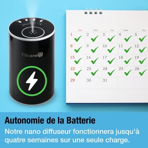 Nano diffuseur d'huiles essentielles sans Eau pour aromathérapie - Diffuseur de Parfum pour Chambre et Voiture sans Fil, Rechargeable – Diffuseur et nébuliseur thérapeutique – Noir