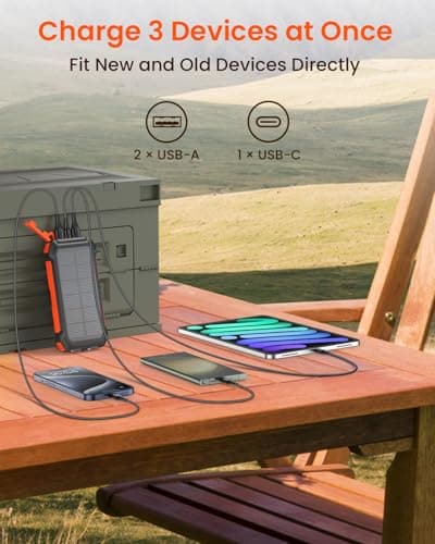 Bilivein Solaire Power Bank, 26800mAh Chargeur Solaire, 15W Chargement Rapide Batterie Externe, 3 Sorties Batterie Solaire pour iPhone, Galaxy, Batterie Externe avec Flashlight pour Le Camping