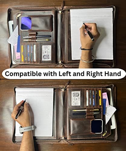 Rustic Town Conférencier A4 en Cuir | Porte-Documents pour Homme et Femme | Porte-Documents avec emplacements pour Stylo et Cartes