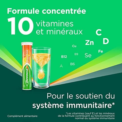 Berocca® Immunité Flash - Soutient le système immunitaire - Formule concentrée - Vitamines & minéraux - Vitamine C, D - Zinc -Sélénium - Fer - Complément alimentaire - 2X30 cp effervescents