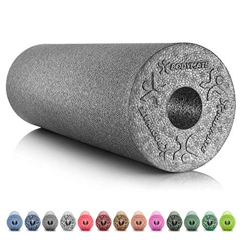 BODYMATE Rouleau de Massage fascias Standard L45cm Ø15cm dureté Moyenne + E-Book Gratuit - Gris Carbone