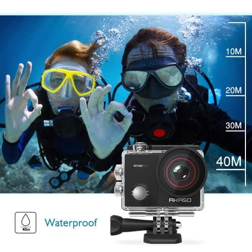 AKASO EK7000 Pro Caméra Sport 4K avec Carte MicroSDXC 64GB, 20MP WiFi Action Caméra Sportive avec Ecran Tactile, EIS Stabilisateur, Télécommande, 170° Angle Réglable, Étanche 40M et 2 Batteries
