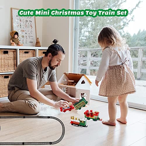Train Electrique Noel Ensemble de Train pour Enfants, Décoration de Noël,Train de Noël électrique avec Rails, Ensemble de Train de Noël Facile à Assembler avec Chariots et chenilles