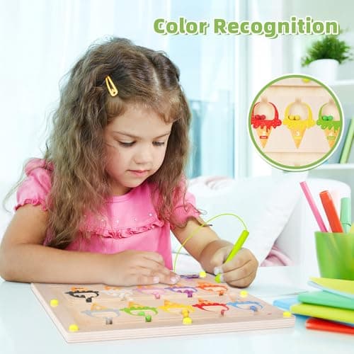 LFENYIGI Jouet Enfant 3-8 Ans,Labyrinthe Magnétique de Couleurs et de Nombres,Labyrinthe Magnétique Enfant 3 Ans-6 Ans,Labyrinthe Magnétique en Bois,Jouets Cadeau pour Les Filles Garçons