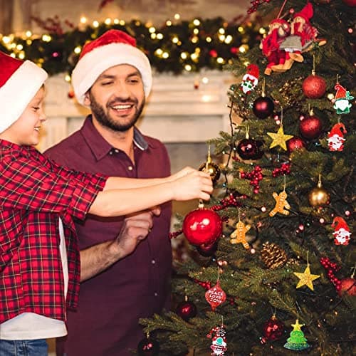 Pwsap 12 Pièces Nouveau Moulle Silicone Resine de Noël, Epoxy Bijoux Moule Avec 100 Crochets Boucles D'oreilles et Anneaux Saut Ouverts,Arbres Noël,étoiles Autres Formes Pour
